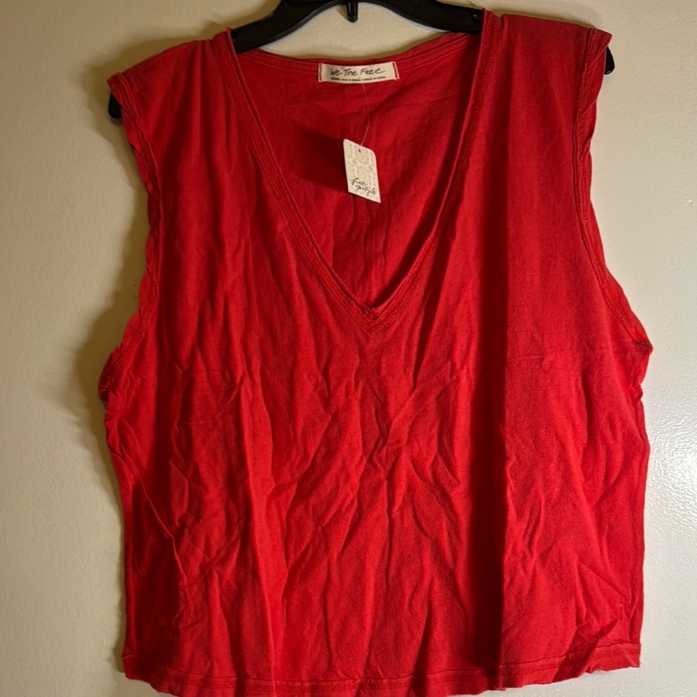Women’s Free The People M Red V-Neck Sleeveless Top